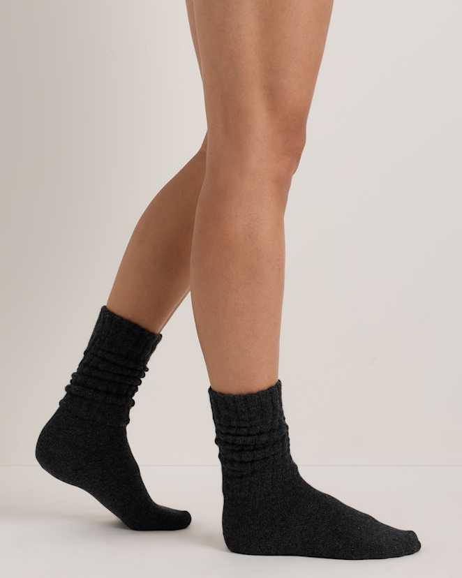 Charcoal Heather Mongolian Cashmere Slouch Sock