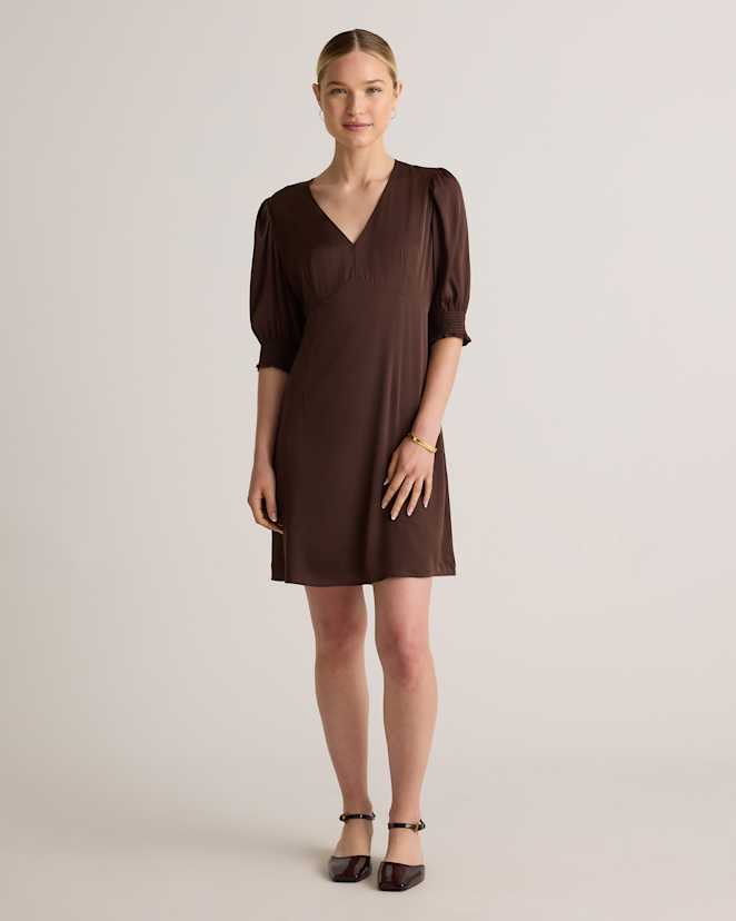 Hot Fudge Washable Stretch Silk Puff Sleeve Mini Dress