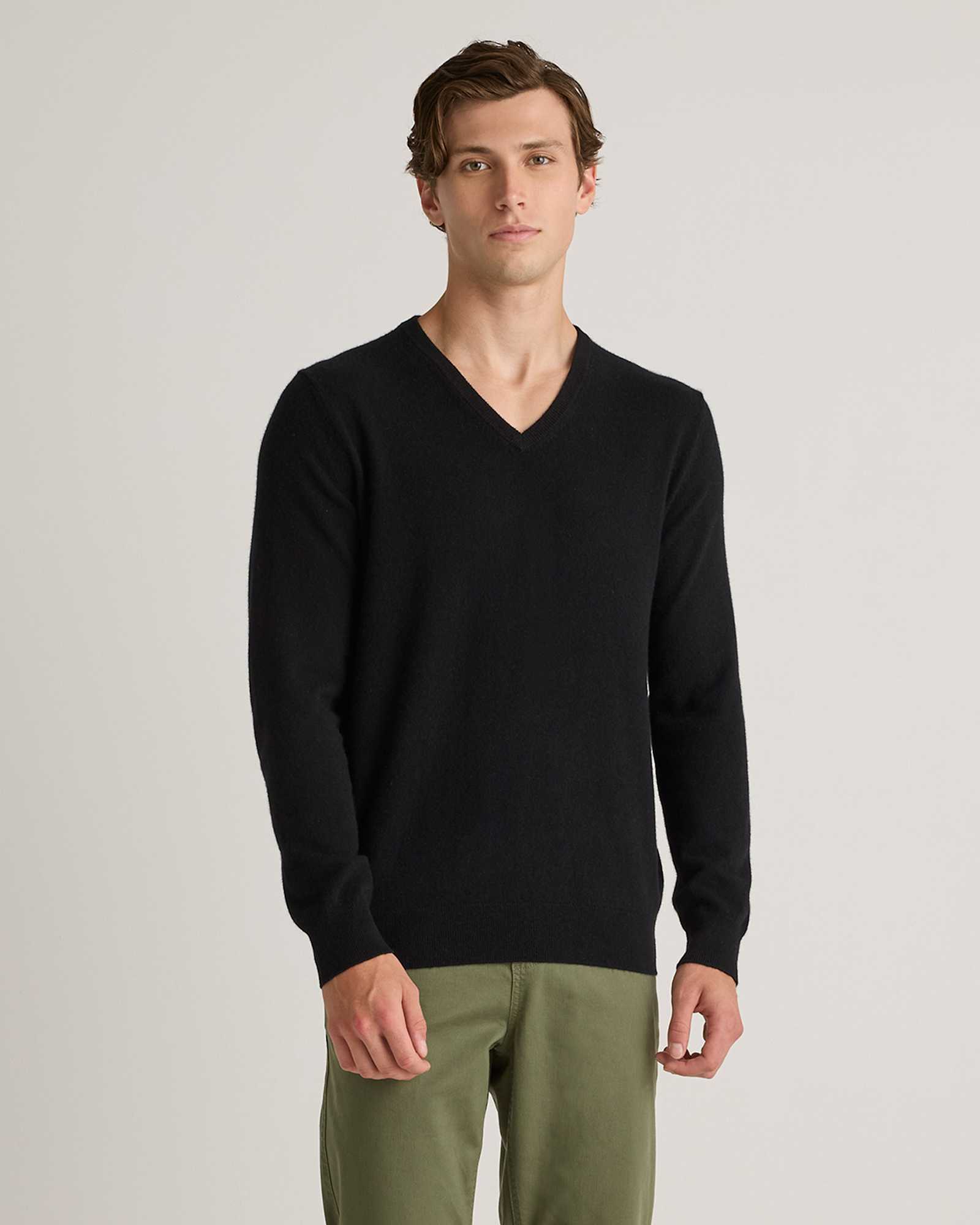 black Mongolian Cashmere V-Neck Sweater