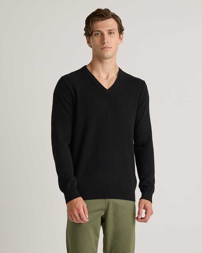 Black Mongolian Cashmere V-Neck Sweater