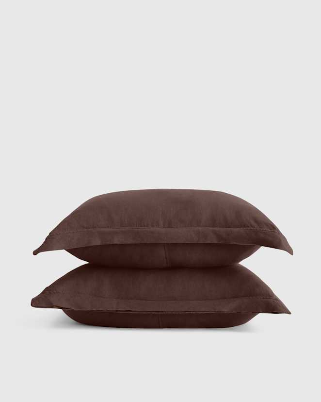 Espresso European Linen Double Flange Sham Set
