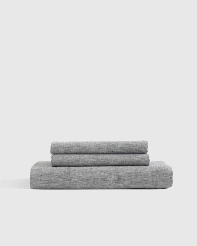 Charcoal European Linen Chambray Fitted Sheet Set