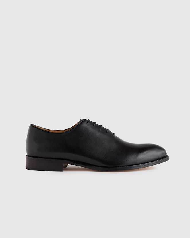 Black Calfskin Leather Plain Toe Oxford