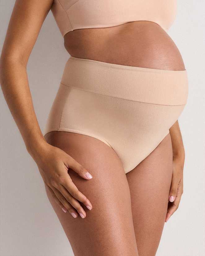 W--50-WRMSND-02 EDITED Warm Sand Micromodal Maternity & Postpartum Brief (6-pack)