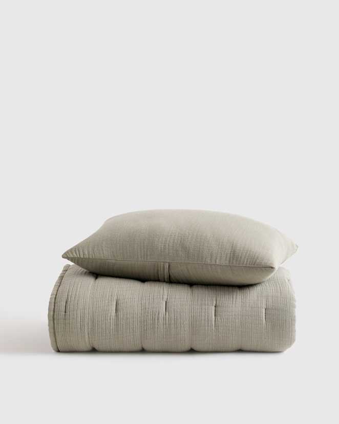 Dried Sage Organic Airy Gauze Toddler Quilt & Sham Set