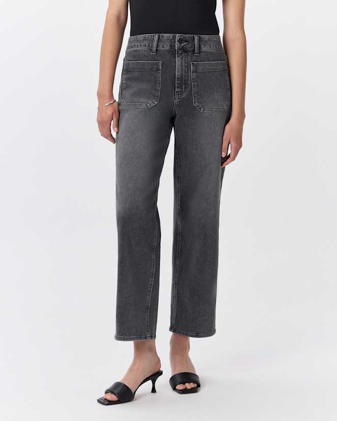 Greyed Out Bella Stretch Patch Pocket Wide Leg Jeans