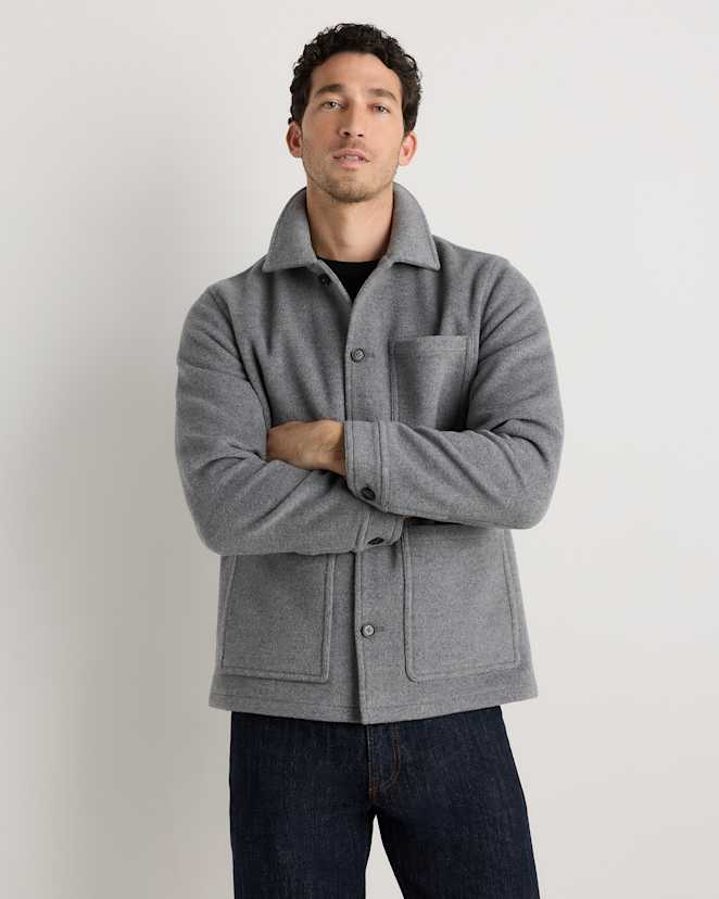 Heather Grey Wool Cashmere Chore Jacket