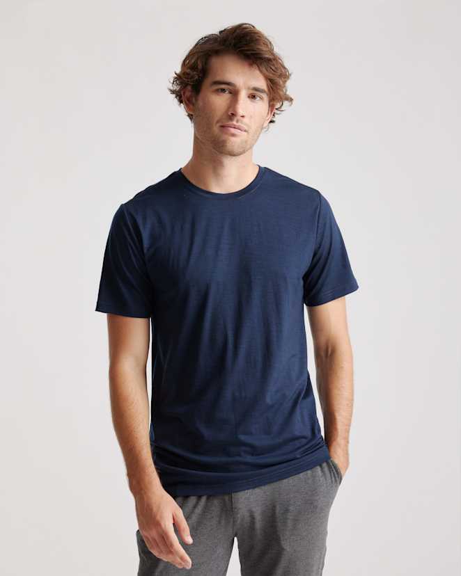 Navy 100% Merino Wool All-Season Short Sleeve Base Layer Tee