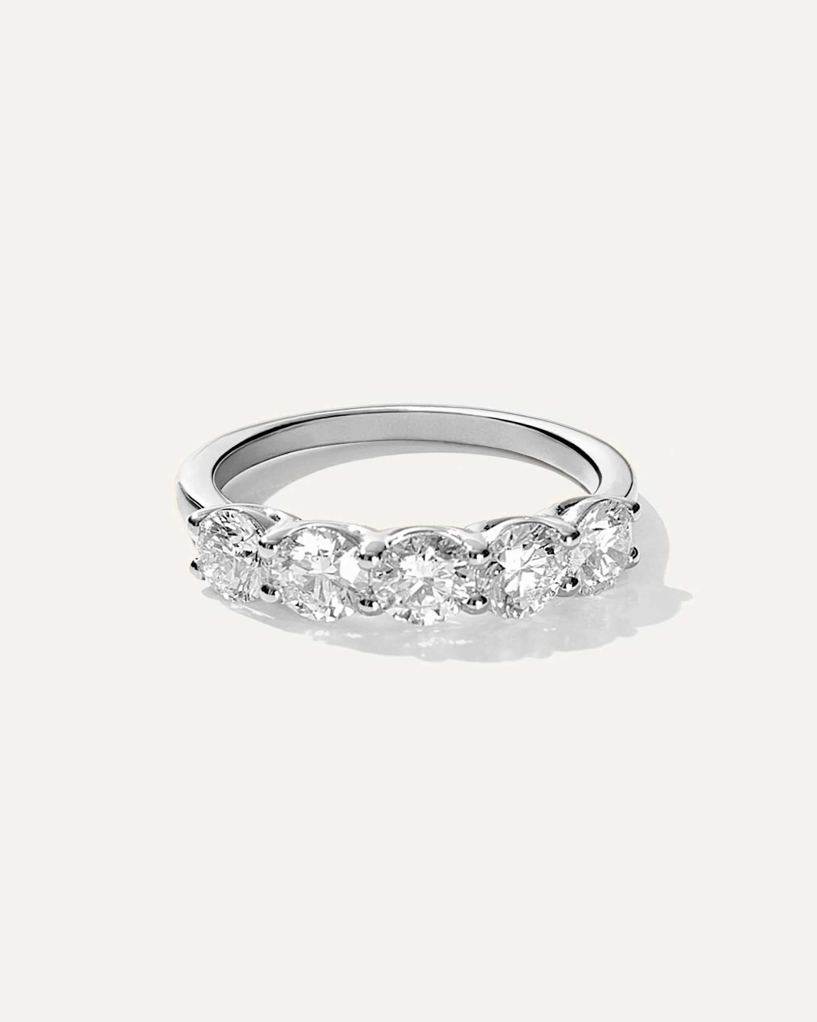 platinum Lab Grown Diamond Five Stone Band