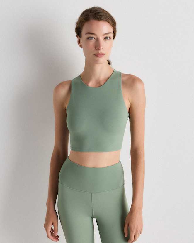 Sea Spray Green Ultra-Form High-Neck Cropped Tank