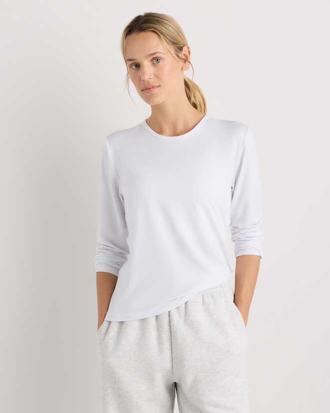 White Flowknit Breeze Long Sleeve Top