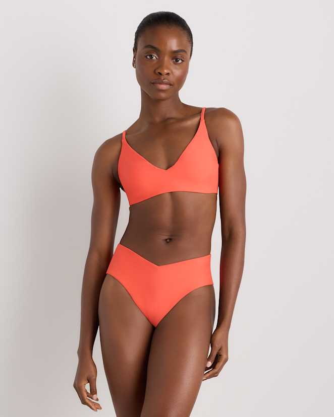 Sunset Orange Italian V-Neck Bikini Top