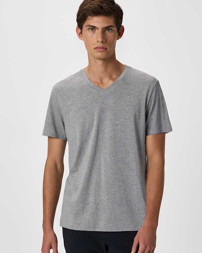 Heather Grey Cotton Modal V-Neck Tee