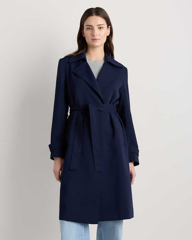 Navy Trench en crêpe extensible