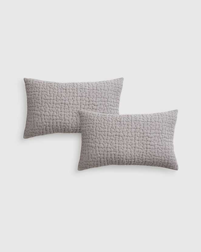Slate Organic Cotton Hand Stitched Pillow Cover - Set of 2