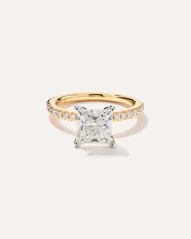 Yellow Gold Lab Grown Diamond Princess Petite Pave Engagement Ring