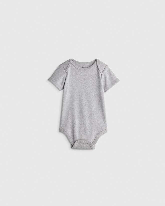 Heather Grey 100% Organic Cotton Short Sleeve Bodysuit