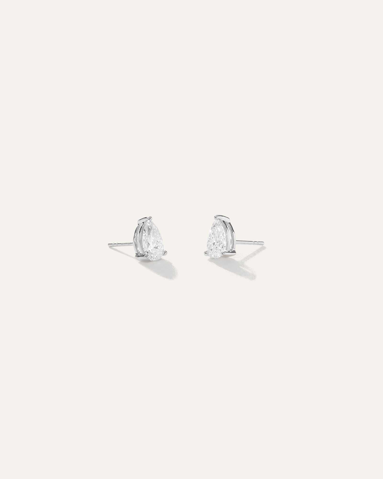 White Gold 14k Gold Lab Grown Diamond Pear Solitaire Studs - 2ctw
