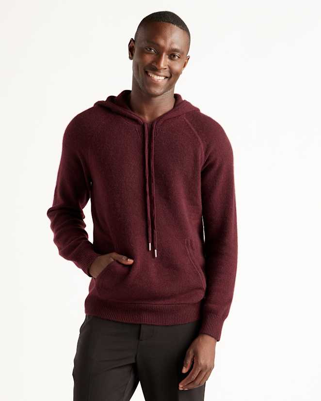 Rich Burgundy Mongolian Cashmere Pullover Hoodie