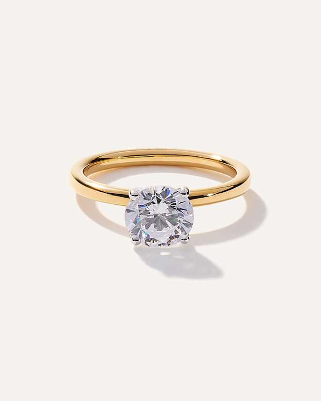 Yellow Gold Lab Grown Diamond Round Comfort Fit Engagement Ring - 1.50ct
