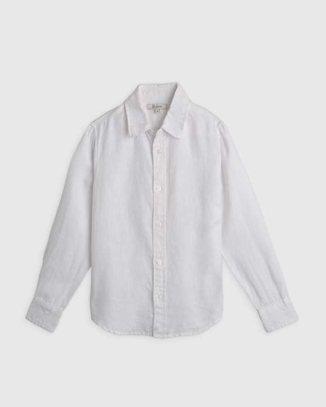 White 100% European Linen Long Sleeve Shirt