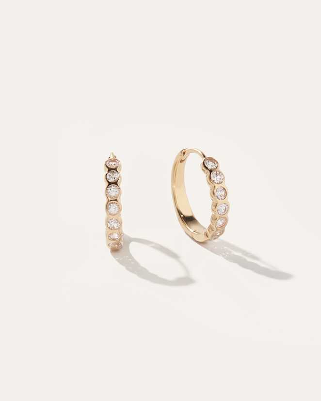 Gold Vermeil White Sapphire Bezel Hoops