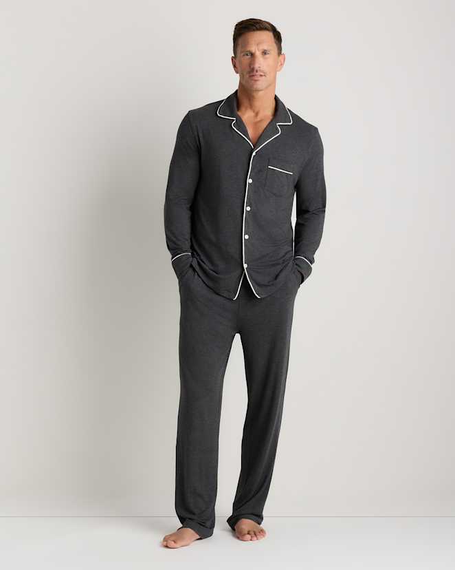 Heather Charcoal Bamboo Jersey Long Sleeve Pajama Set