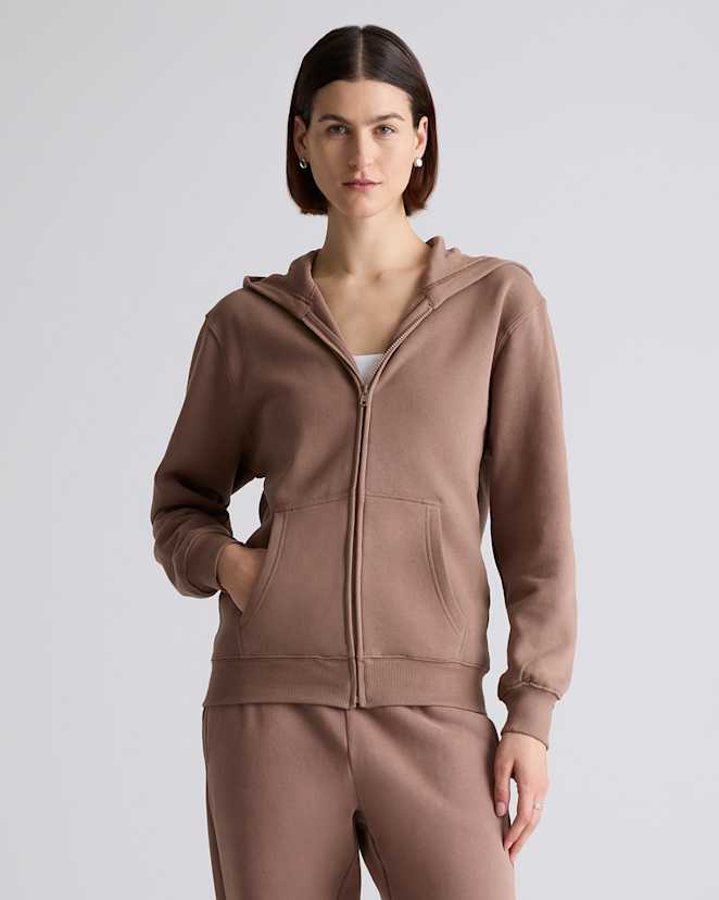 Taupe Organic Heavyweight Fleece Full Zip Hoodie