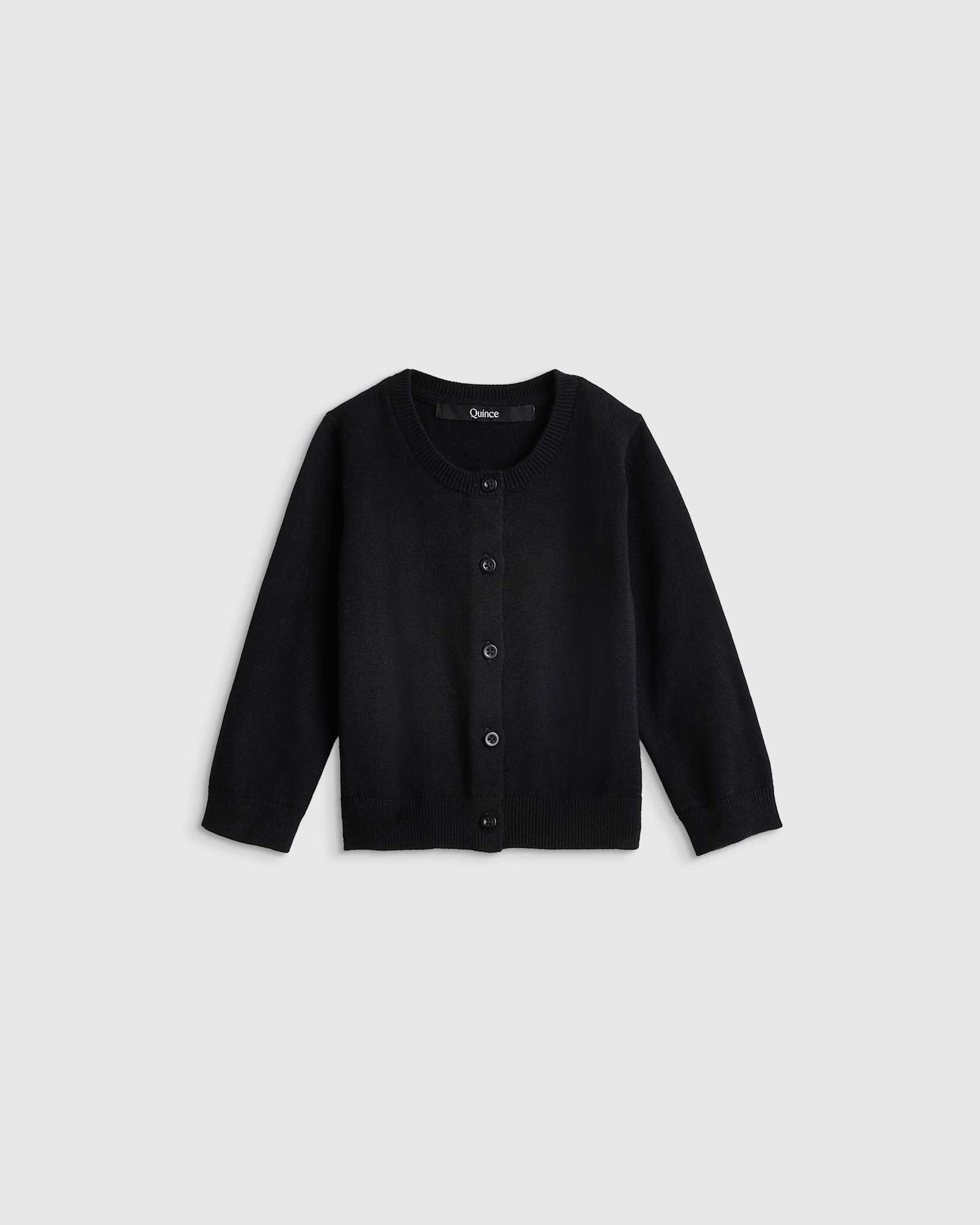 black 100% Organic Cotton Crewneck Cardigan