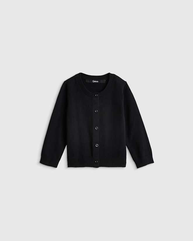 Black 100% Organic Cotton Crewneck Cardigan