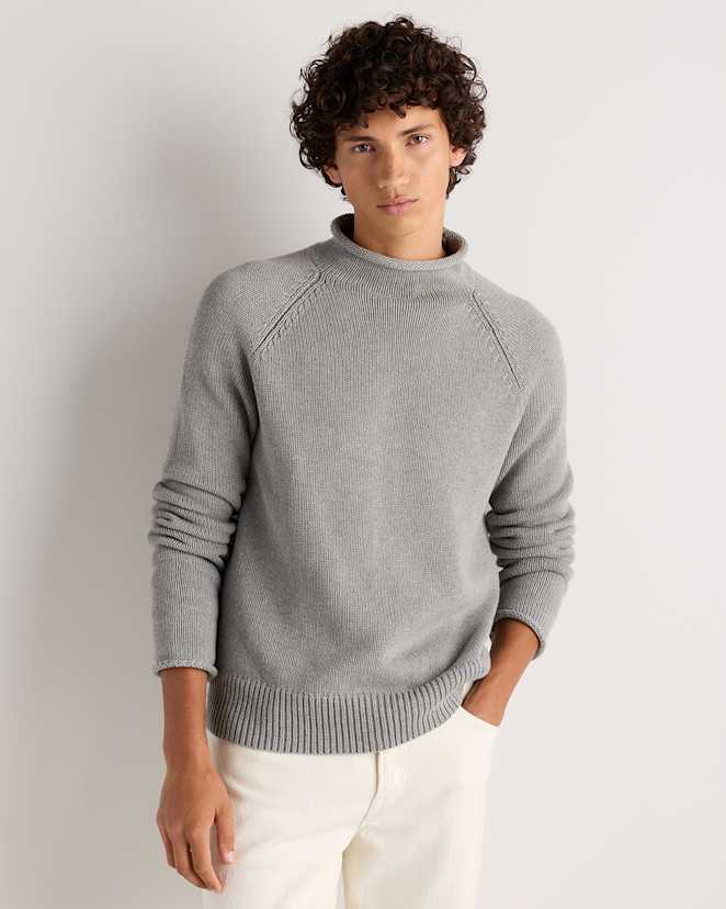 Heather Grey Men's 100% Organic Cotton Rollneck Sweater