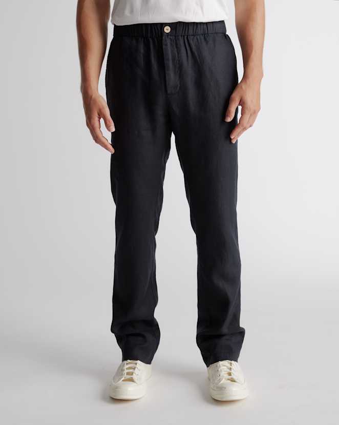 Black 100% European Linen Pants