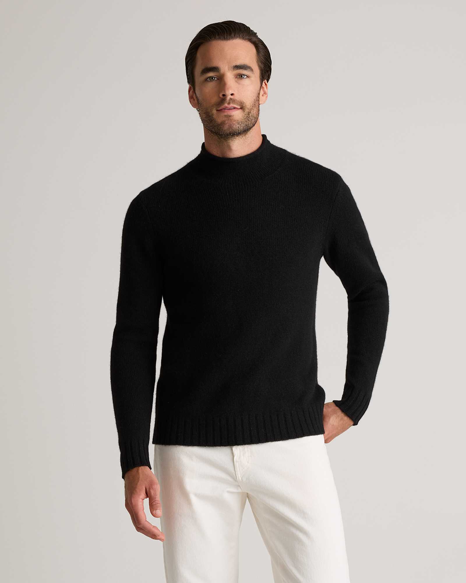Black 100% Yak Wool Roll Neck Sweater