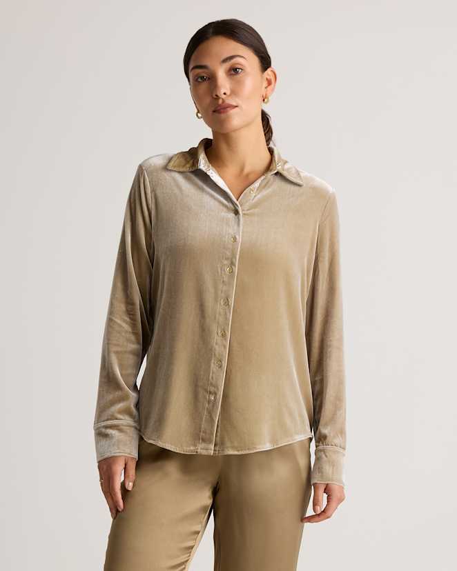 Dogwood Stretch Silk Velvet Long Sleeve Shirt