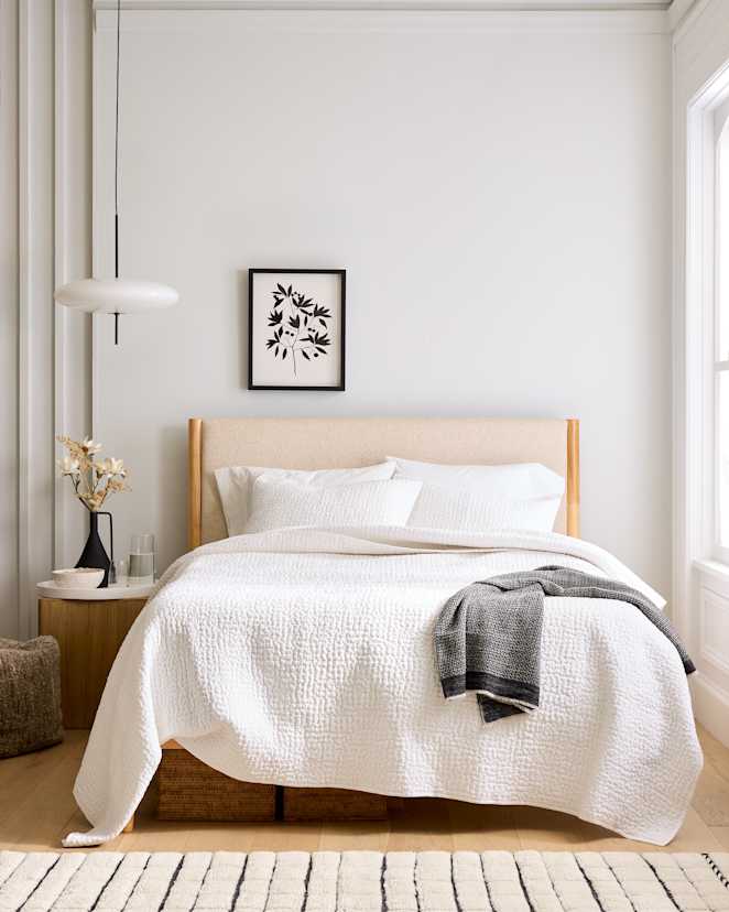 White Organic Cotton Hand Stitched Quilt Set