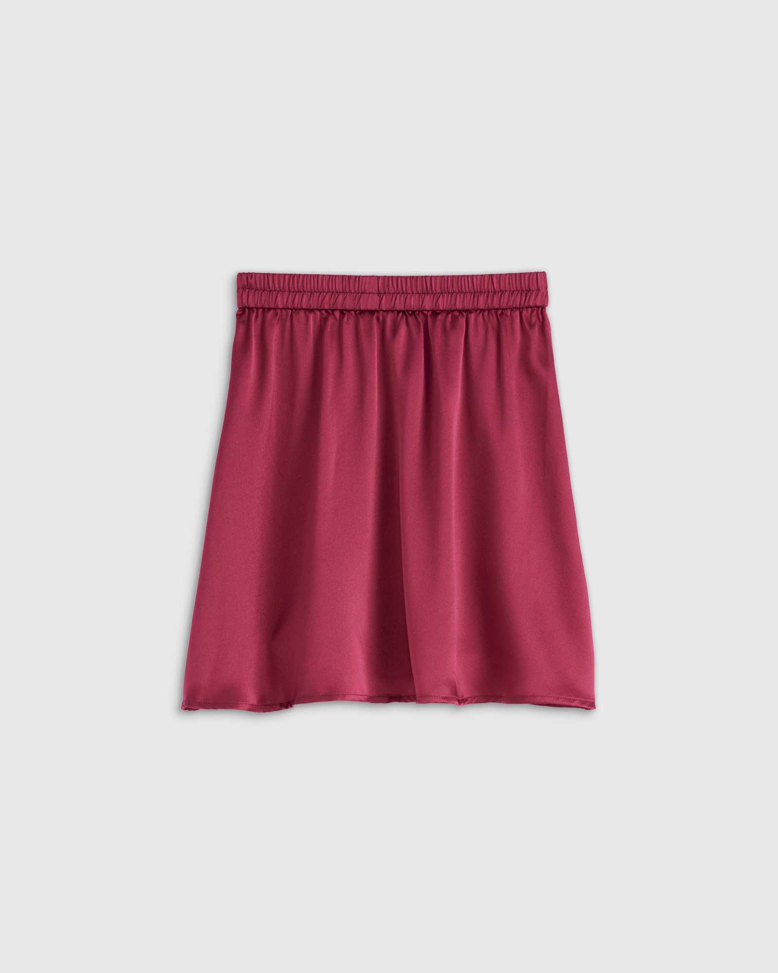 U-539-Burg 04 burgundy 100% Washable Silk Mini Skirt