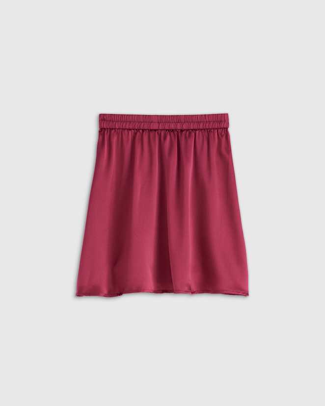 Burgundy 100% Washable Silk Mini Skirt