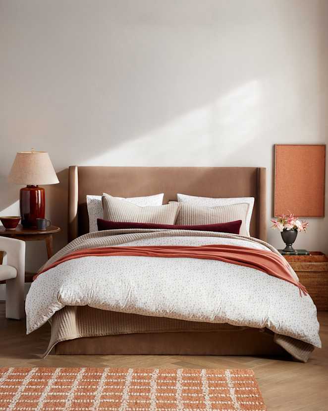 Toffee Florette Classic Organic Percale Floral Deluxe Bedding Bundle