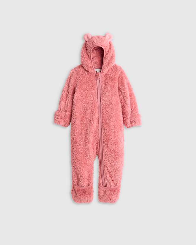 Dusty Rose Recycled Sherpa Fleece Baby Bear Bunting