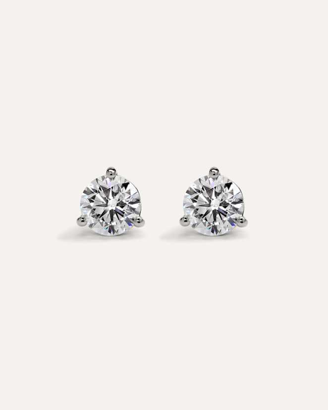 White Gold 14K Gold Lab Grown Diamond Martini Studs - 3ctw