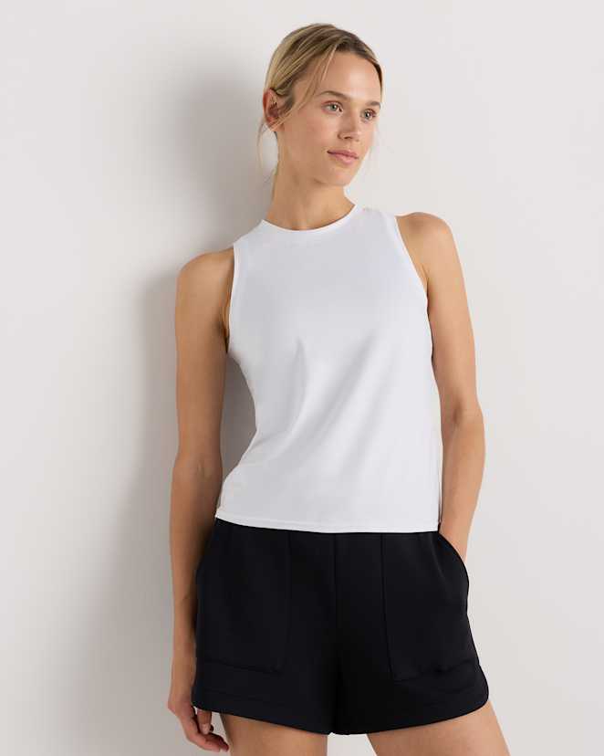 White Flowknit Breeze High-Neck Tank