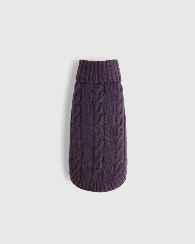 Deep Orchid Purple Pull pour chien en tricot torsadé de cachemire de Mongolie