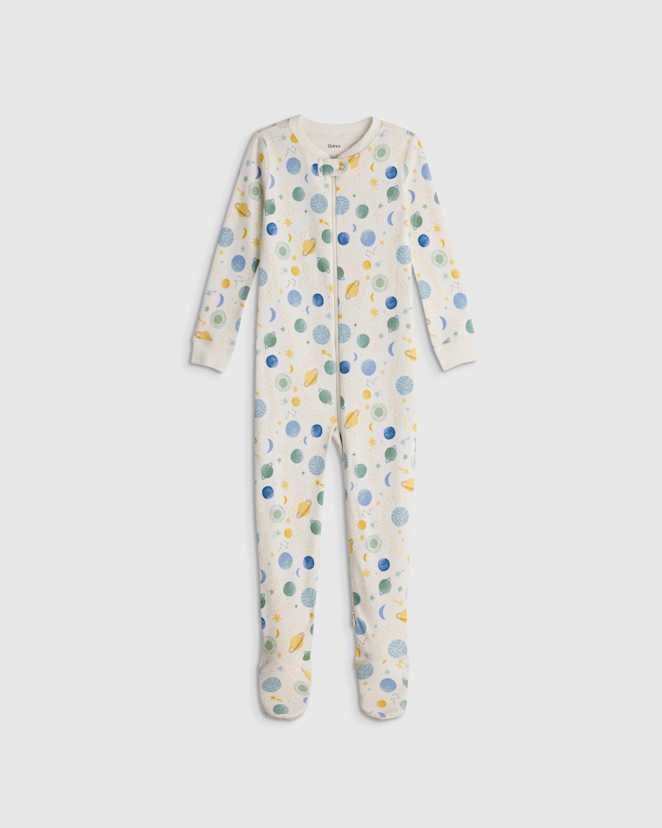 Celestial Dreams Cream 100% Organic Cotton Footie Pajama