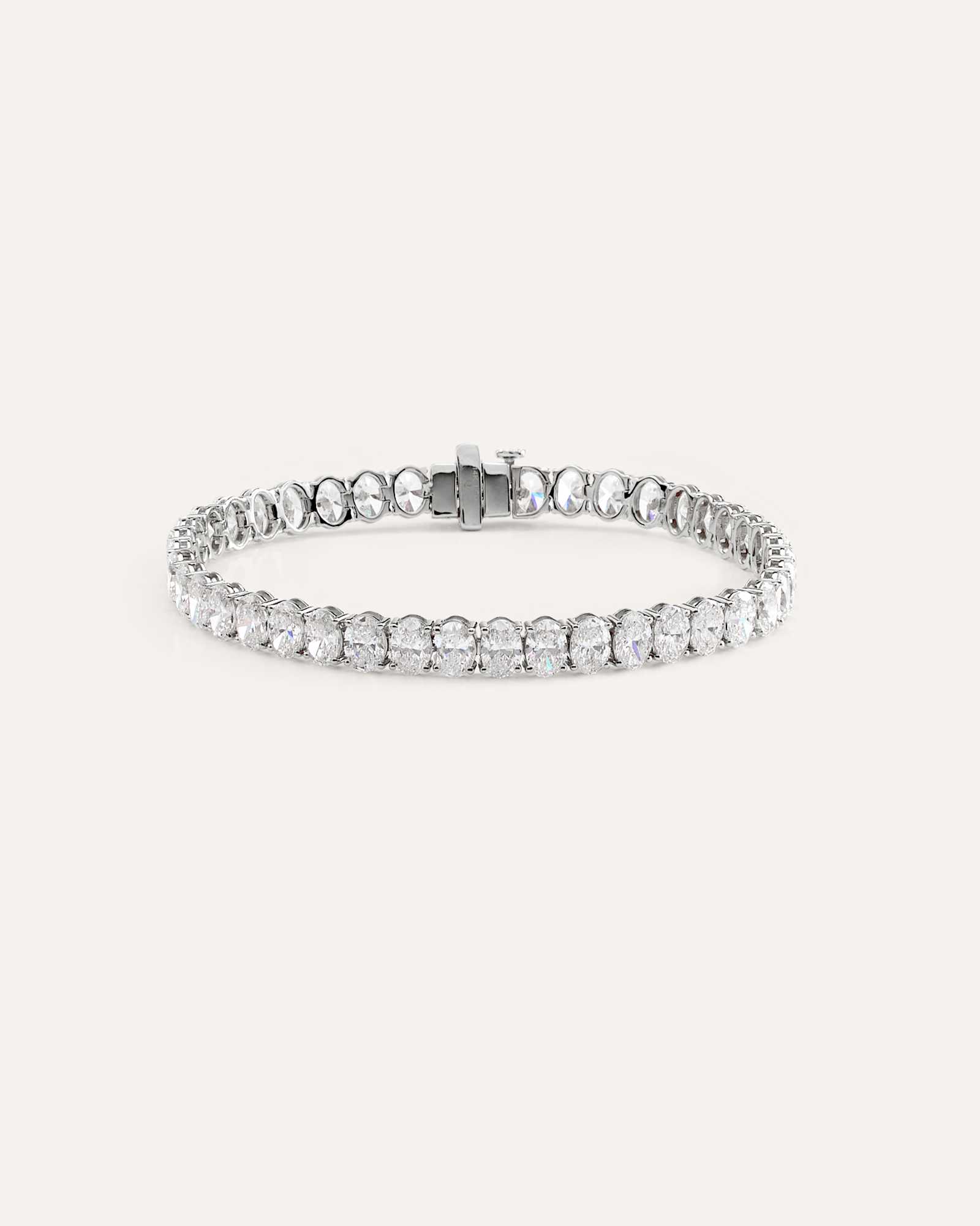 White Gold 14K Gold Lab Grown Diamond North-South Oval Tennis Bracelet - 15ctw
