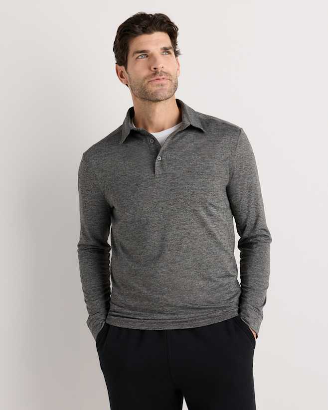 Charcoal Flowknit Breeze Performance Long Sleeve Polo