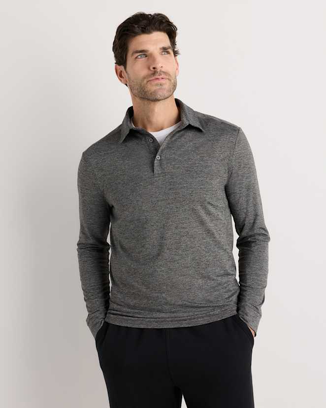 Charcoal Flowknit Breeze Performance Long Sleeve Polo
