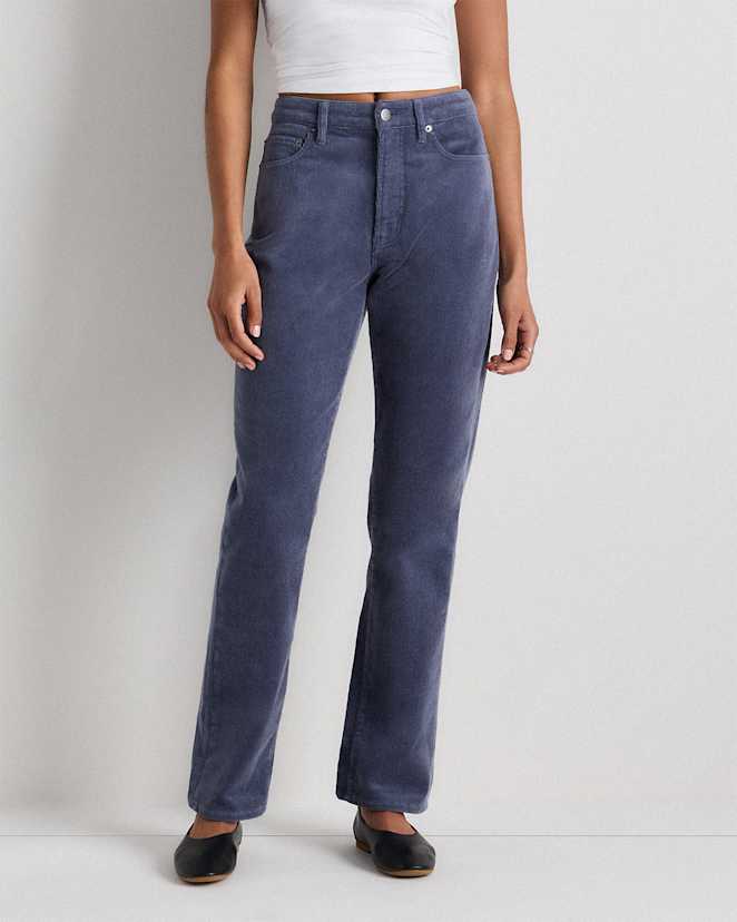 Storm Blue Organic Stretch Corduroy Straight Leg Pants