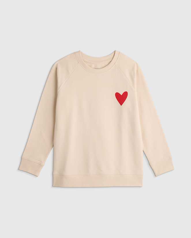 Heart Graphic Organic Cotton French Terry Crew Neck Sweatshirt