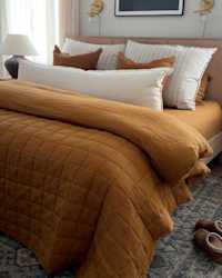 4 CHELSEY FRENG European Linen Sheet Set Tobacco 4x5 THUMBNAIL