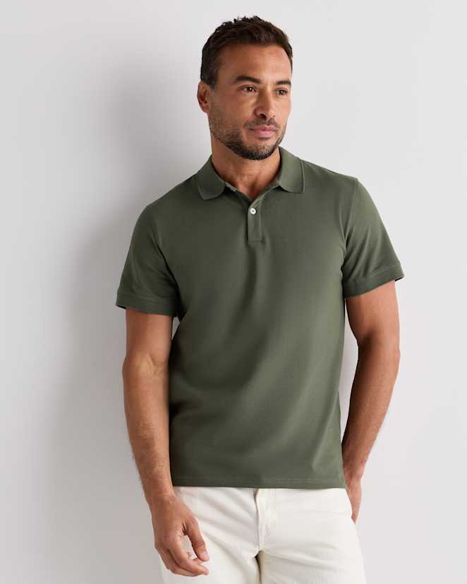 Loden Green Polo en piqué de coton biologique